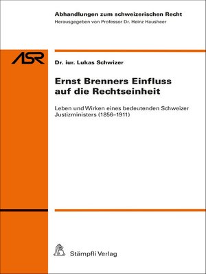 cover image of Ernst Brenners Einfluss auf die Rechtseinheit